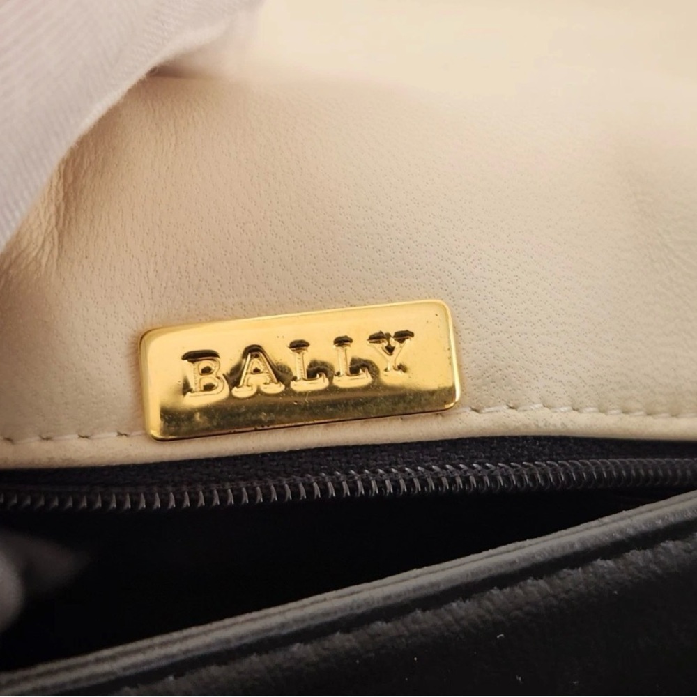 Bally Hand Bag Top Handle Braided Leather Purse Turn Lock Cream and Yellow - Picture 14 of 14